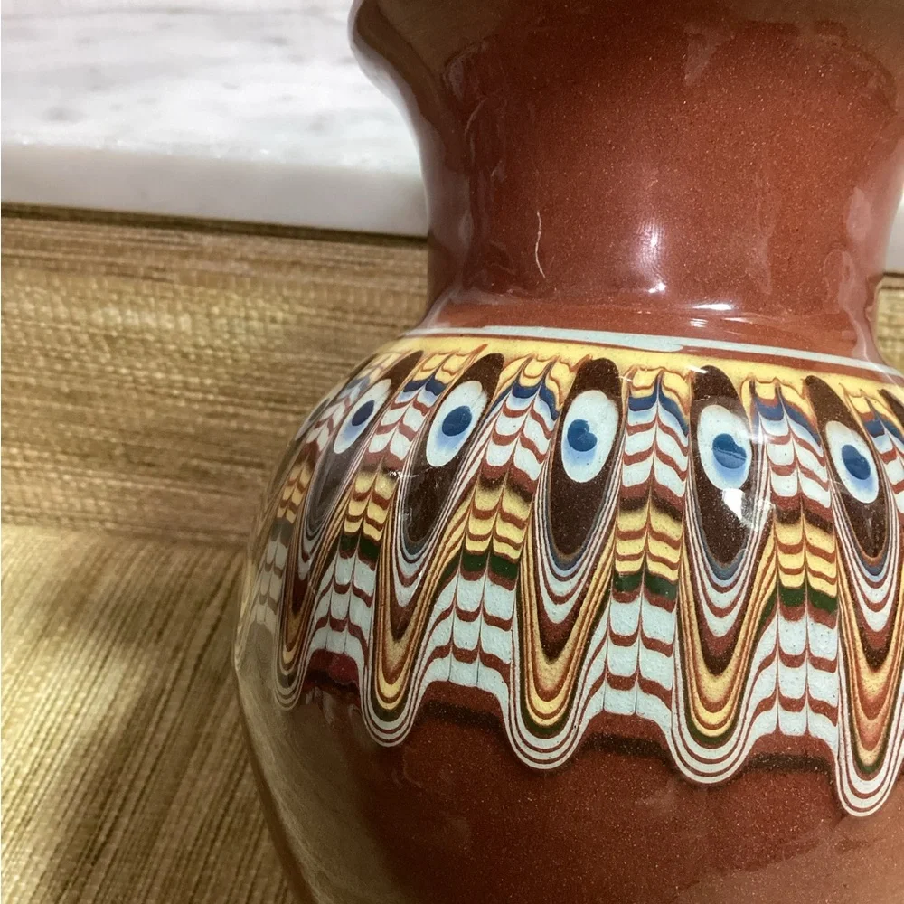 Vintage BULGAR Redware Slip Glaze 6” Vase